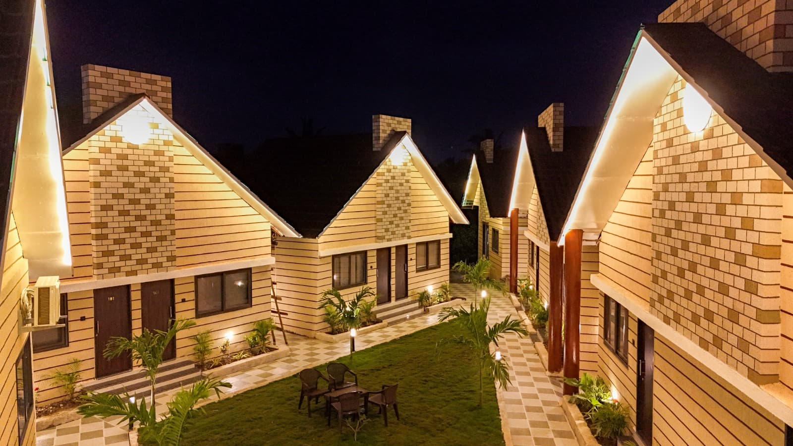 Night view of Hotel Atithi Resort Ellora cottages