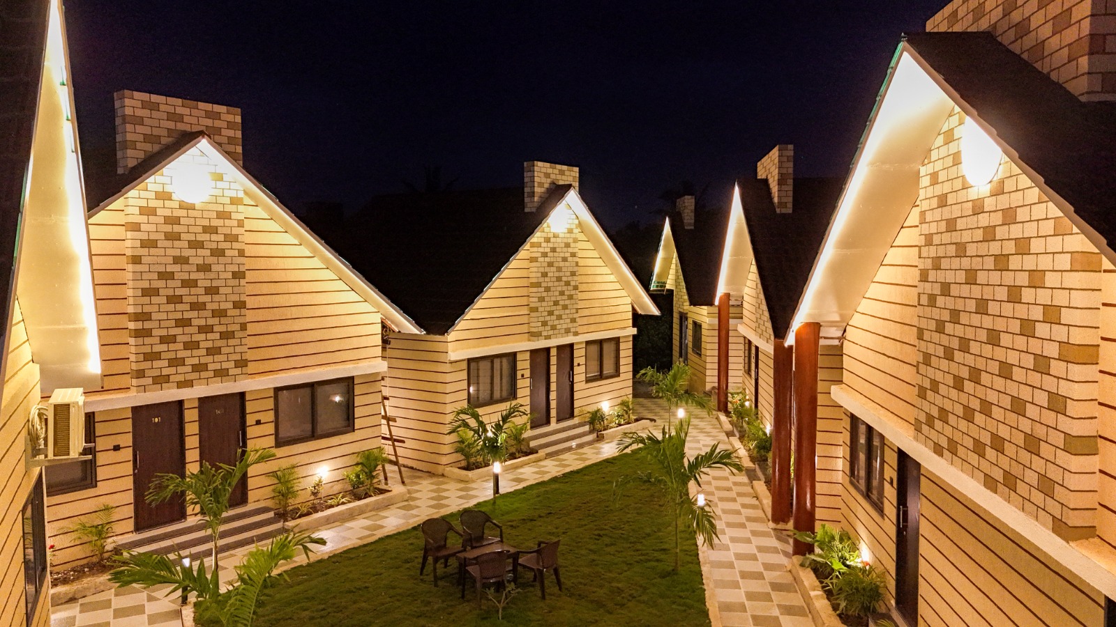 Night view of Hotel Atithi Resort Ellora cottages